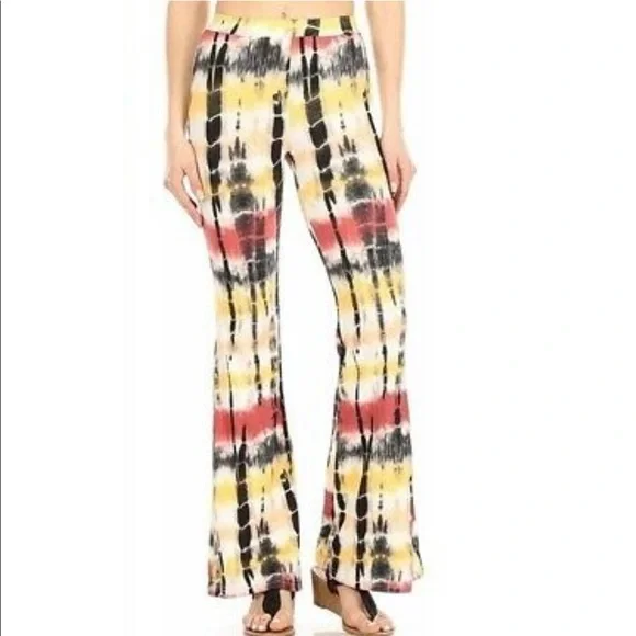 shosho Pants Jumpsuits Tie Dye Casual Flare Bell Bottom Soft